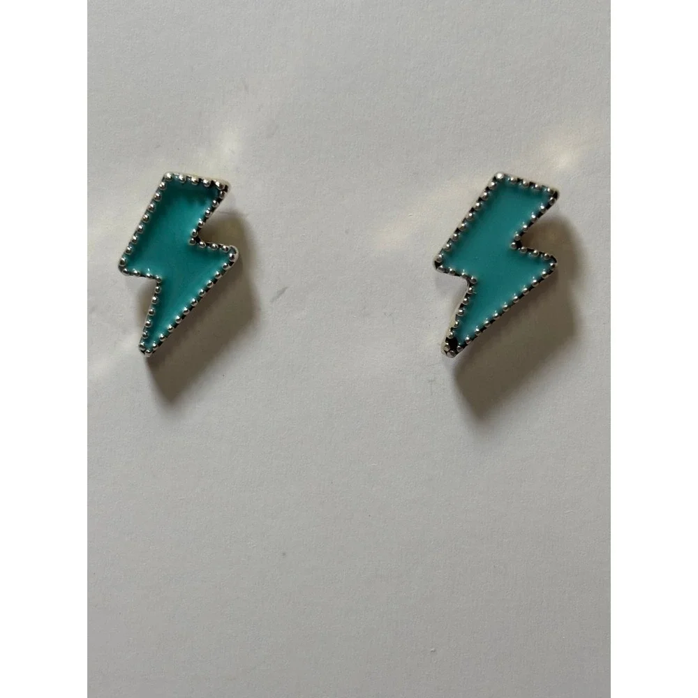 #13. Faux Turquoise Lightning Bolt Stud Earrings